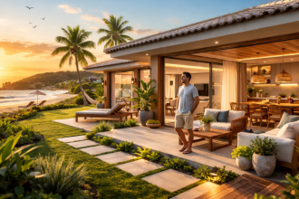 A casa térrea no litoral oferece acessibilidade, conforto e praticidade para famílias e idosos, destaca Francisco Lucena Imóveis.