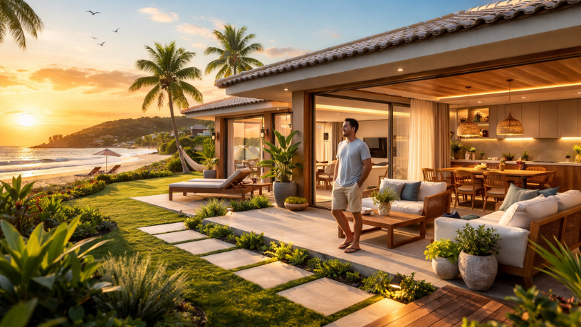 A casa térrea no litoral oferece acessibilidade, conforto e praticidade para famílias e idosos, destaca Francisco Lucena Imóveis.